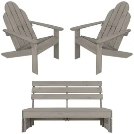ML-Design Gartenbank 3-Sitzer 3tlg. 120 x 60 x 90 cm Grau