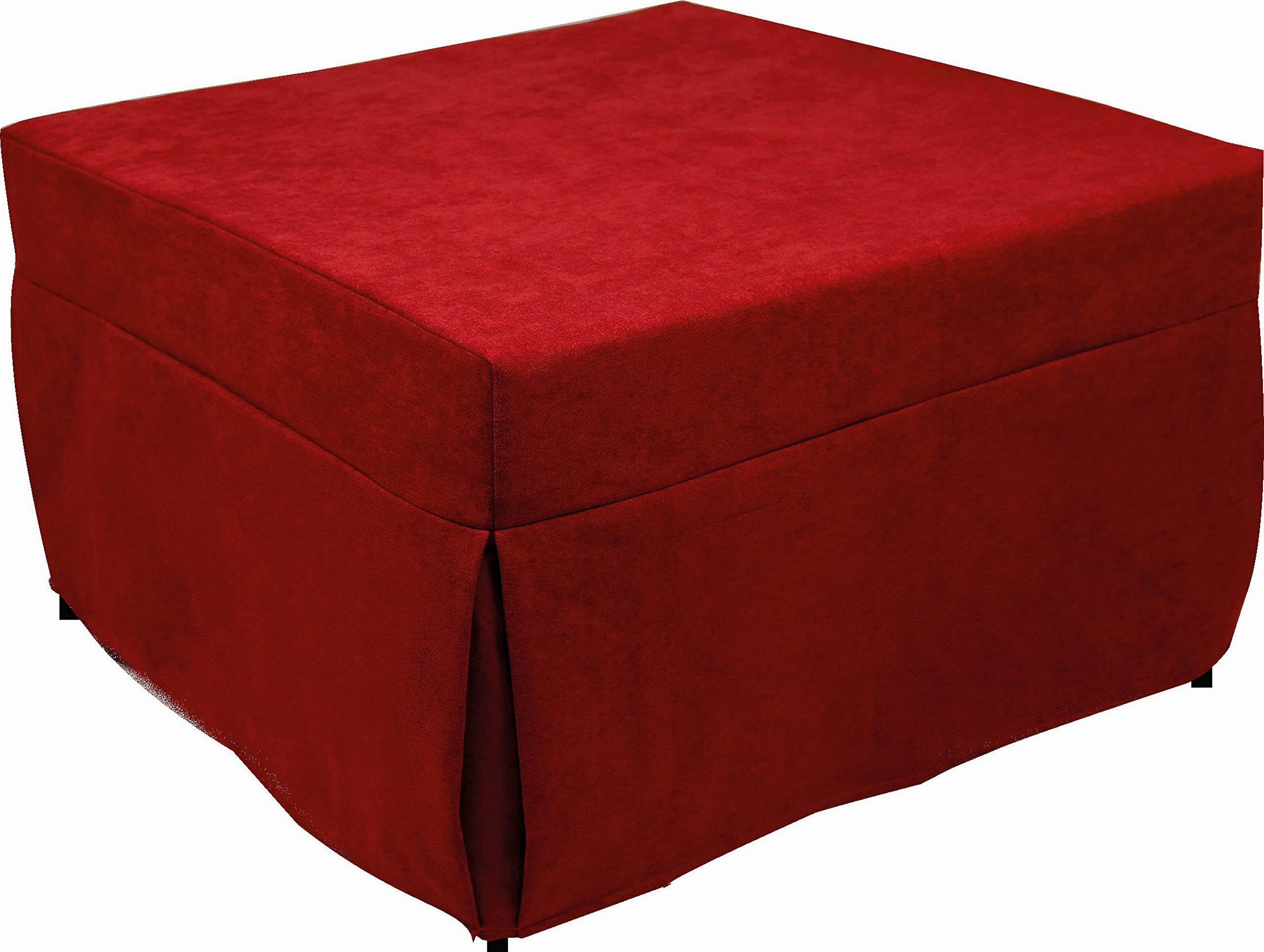 Dmora Puof in ein Einzelbett umwandelbar, Made in Italy, Klappbett, Pouf mit abnehmbarem, platzsparendem Stoff für das Wohnzimmer, cm 78x78 / 195h45, Rot