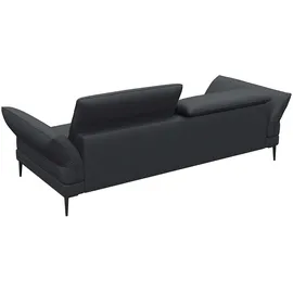 flexlux Couch Leder 3-Sitzer Schwarz