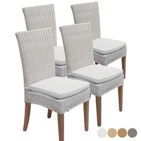 kreatives Wohnen Stühle Rattanstühle Wintergarten Cardine 4 Stück weiß mit/ohne Sitzkissen leinen weiß ohne Sitzkissen Esszimmer