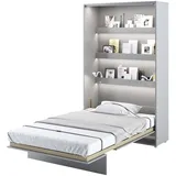 MEBLINI Schrankbett Bed Concept - Wandbett mit Lattenrost - Klappbett mit Schrank - Wandklappbett - Murphy Bed - Bettschrank - BC-02-120x200cm Vertikal - Grau Matt mit Matratze