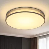 GBLY ZMH Deckenleuchte Schlafzimmer - Rund Stoff Schlafzimmerlampe 12W Warmweiß 3000K Wohnzimmerlampe mit Stoffschirm -