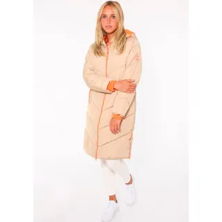 Zwilling Steppmantel ""Positive Mind"", Damen, Gr. L, beige, Steppware, Obermaterial: 100% Polyester, mehrfarbig, knielang, angesetztes Bündchen, Mäntel, Doppelzipper, Kapuze mit Schriftzug hinten, Kontrastdetails, wärmend