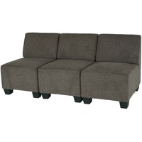 Modular 3-Sitzer Sofa Couch Moncalieri, Stoff/Textil ~ braun, ohne Armlehnen