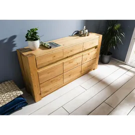 MASSIVMOEBEL24.DE Sideboard 173 x 85 x 40 cm Wildeiche geölt / Beige