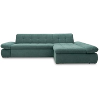 DOMO. collection Ecksofa Moric, Sofa mit Schlaffunktion & Armlehnfunktion in L-Form Couch, Eckcouch mit Bett-Funktion, Schlafsofa 300 x 172 x 80 cm (BxTxH), petrol grün