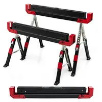 Costway 2 x ​Arbeitsbock höhenverstellbar, bis 1180 kg belastbar, Klappbarer Sägebock, Rutschfeste Pvc-oberseite, Tragbarer Unterstellbock mit Griff, Faltbarer Gerüstbock Klappbock, (Rot+Schwarz)