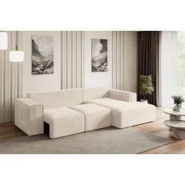altdecor Ecksofa Cord 2-Sitzer Beige