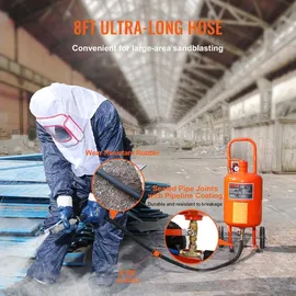 Vevor Mobiles Sandstrahlgerät 18,92 L Sandstrahlanlage 243,84 cm ArbeitsschlauchSandstrahler 60–110 PSI Arbeitsdruck ideal zum Entfernen von Rost, Farbe, Flecken und das Polieren großer Flächen