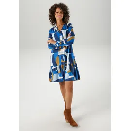 Aniston CASUAL Tunikakleid Grafisch Marine/Royalblau/Hellblau/Wollweiß/Dunkelbeige 38