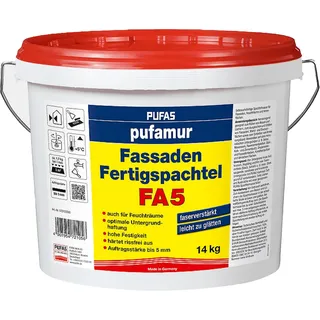 Pufas pufamur Wand Fassaden Fertigspachtel FA5 faserverstärkt für innen und außen - 14 kg Eimer