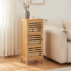 Beistellschrank mit 3 Türen Ypäjä 82x33x27 cm Bambus