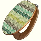 banjado WC-Sitz aus Bambus Motiv Vier Farben Grün (umweltfreundliches Material, integrierte Absenkautomatik), 45,8 x 37,5 x 5 cm braun