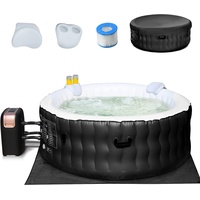 RELAX4LIFE Aufblasbarer Whirlpool 800 L, Elektrischer In-Outdoor Pool mit 108 Massagedüsen&Heizungsfunktion&Bubblemassagefunktion & Filterfunktion, für 4 Personen (Schwarz)