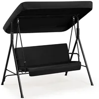 Yaheetech Hollywoodschaukel Schwarz 3-Sitzer