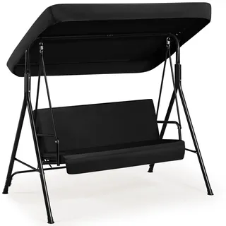Yaheetech Hollywoodschaukel Schwarz 3-Sitzer