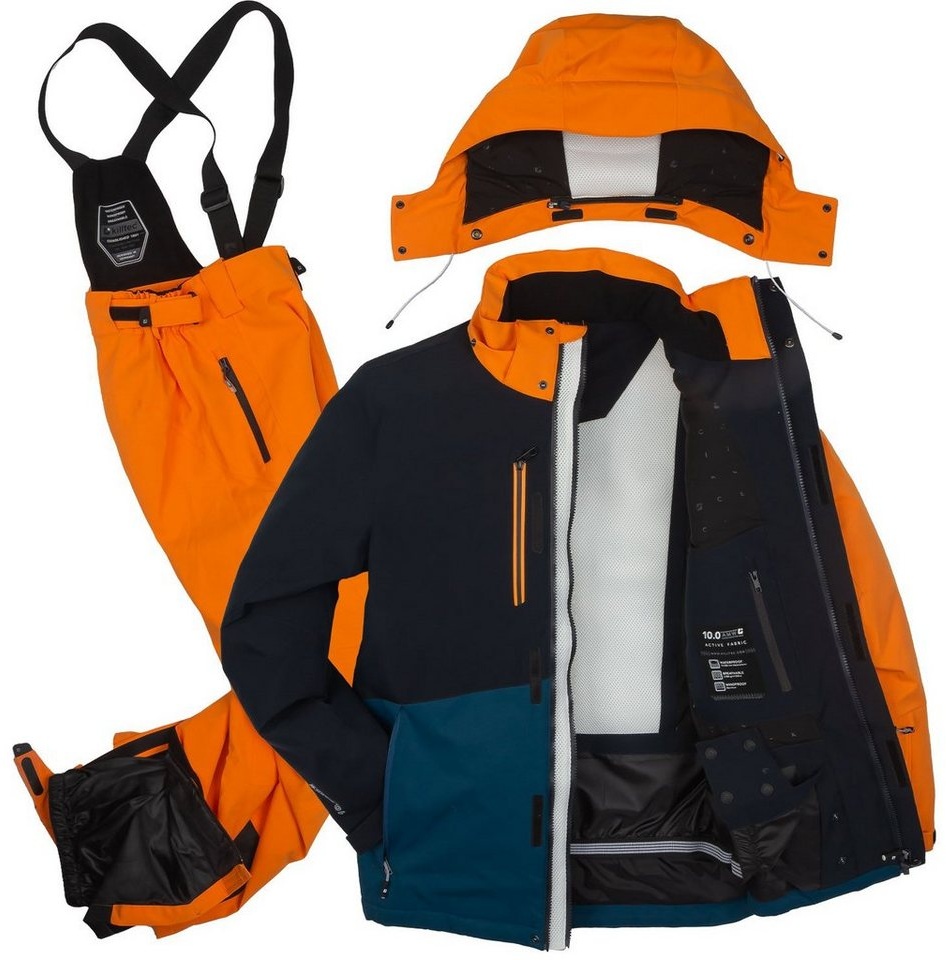 Killtec Skianzug Herren Skijacke + Skihose (blau/orange/schwarz, Gr. S) blau|orange