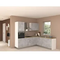 Marinelli Cucine Vormontierte Winkelküche Cassiopea  (B x T: 250 x 225 cm, Hellgrau, Mit Elektrogeräten, Spüle rechts)