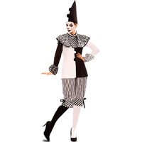 EUROCARNAVALES Damen Kostüm Harlekin Pepi schwarz weiß Clown Pierrot Karneval Fasching (42)