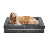 Feandrea Orthopädisches Hundebett, Hundekissen, Hundekorb, weiche Polsterung, Hundesofa, erhöhte Ränder, Bezug abnehmbar und waschbar, 106 x 76 x 18 cm, rutschfeste Unterseite, dunkelgrau PGW077G01V1
