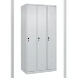C+P Spind Classic PLUS, 3 Abteile, 1850x900x500mm, 7035/7035 Verschluss Sicherheits-Drehriegel 3 Garderobenhaken