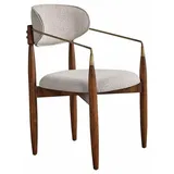 JVmoebel Armlehnstuhl Perfekte Weiß Küchenstuhl Luxus Esszimmermöbel mit Braunen Beinen (1 St), Made in Europa weiß