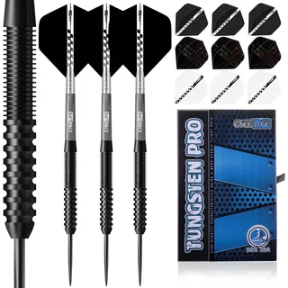 CyeeLife Tungsten Darts Set 23 Gramm,Professionelles Steel Darts mit 3 Schäften, 9 Flights und 1 Sharpener, Dartpfeile mit Metallspitze