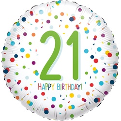 Amscan Folienballon Happy Birthday 21 Konfetti