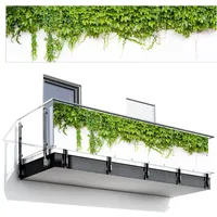 MuchoWow© Balkon Sichtschutz Einseitig 80x300 cm Groß Terrassen Gartenzaun Balkonfächer ohne Bohren Wetterfest für Zaun Terrasse Balkonbespannung Seitenschutz Pflanzen - Weiß - Steinoptik - Grün