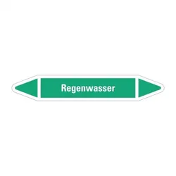 Aufkleber I RKZ-Etikett Regenwasser, grün/weiß, für Ø 25-40mm, 154x26mm, 5/Bogen