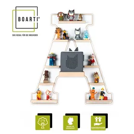BOARTI Kinderregal Buchstabe A 54 x 49 x 19 cm Holz grau