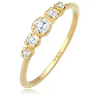 Elli Verlobungsring Zirkonia Verlobung Eternity Stacking 925 Silber goldfarben 58 mm