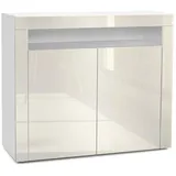Vladon Valencia 108 x 92 x 40 cm Weiß matt/Creme Hochglanz/gelb