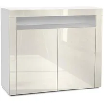 Vladon Valencia 108 x 92 x 40 cm Weiß matt/Creme Hochglanz/gelb