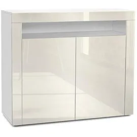 Vladon Valencia 108 x 92 x 40 cm Weiß matt/Creme Hochglanz/gelb