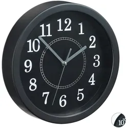 Relaxdays Wanduhr rund, Ø 20cm, Kleine Uhr zum Aufhängen, Klassisches Design, batteriebetrieben, Sekundenzeiger, Schwarz
