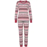 LASCANA Damen Pyjama dunkelrot gemustert Gr.36/38