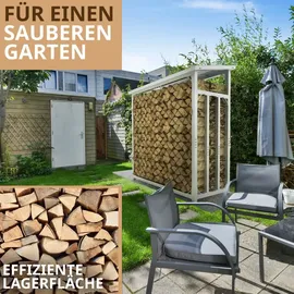 lawa living and lifestyle Kaminholzregal Metall VERZINKT 188x70x188 Feuerholzregal Brennholzregal außen mit Dach Stapelhilfe Kaminholz 3t für ca. 3,33 SRM, Silber - Silber