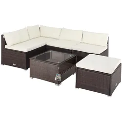 Polyrattan Ecklounge Braun/Creme dicke Rückenpolster