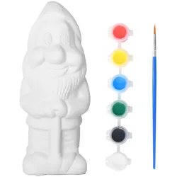 Gartenzwerg zum Bemalen DIY, Kreativset mit Zwerg, Farben und Pinsel