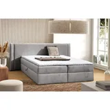 Fun Möbel Boxspringbett Schlafzimmerbett CEDRIC 180x200cm Stoff Magic Velvet Hellgrau - Grau