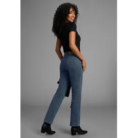 Arizona Gerade Jeans "Annett", Damen, Gr. 76, K + L Gr, blau (blau stone), Jeans, Obermaterial: 98% Baumwolle, 2% Elasthan, clean, Basic, normal lang, Jeans, bequeme Passform, 5-Pocket-Style, hohe Taille, Topseller