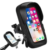 Galenecx Handyhalterung Fahrrad Wasserdicht Handyhalter, 360°Drehbarem Motorrad Handyhalter, Fahrradtasche, Fahrradhalterung, mit Touchscreen Sonnenblende, für 4.7-7 Zoll Smartphone(Schwarz)