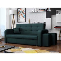 MIRJAN24 Schlafsofa Viva Home III, mit Polsterhocker (2 Stück), 3 Sitzer, mit Bettkasten und Schlaffunktion grün