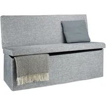 Relaxdays Faltbarer Sitzhocker mit Lehne 114 x 73 x 38 cm Grau