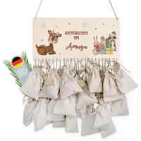 Lilleta ® Personalisierter Adventskalender Tiermotiv - Adventskalender 2024 aus Holz mit Namen - Weihnachtskalender für Kinder & Erwachsene