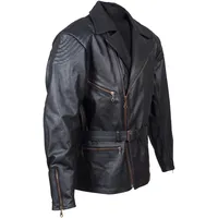 ROLEFF RACEWEAR Lange Motorrad Lederjacke im Old School Look,