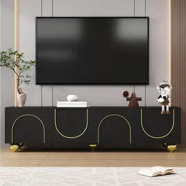 modfu TV-Lowboard 170x44x38 cm Schwarz/Gold Spanplatte