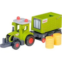 Happy People 34590 - Spielzeug-Traktor mit Anhänger grün 1:32