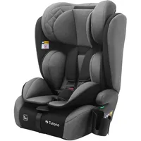 Tulano Zooma 25 Kindersitz 15-36 kg ohne ISOFIX, Autositz für Kinder 76-150 cm, ergonomisch mit verstellbarem Kopfteil und waschbarem Bezug, komfortable Polsterung für sicheres Reisen, Grau Schwarz